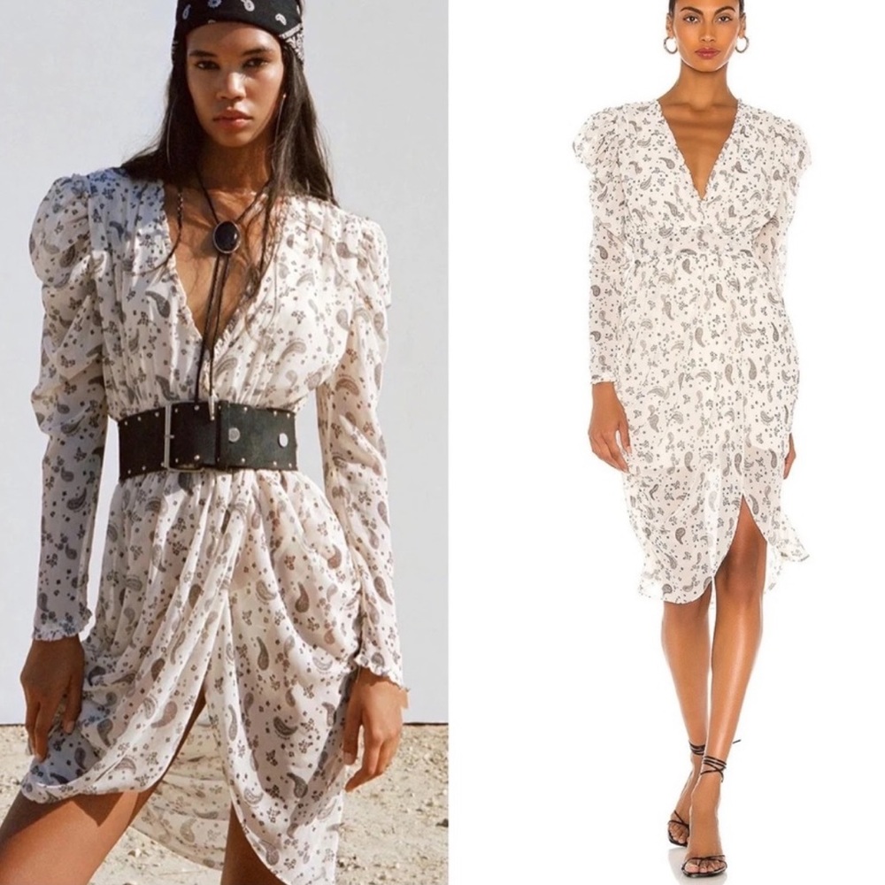 {For Love & Lemons} New Paisley Midi Dress in Sand